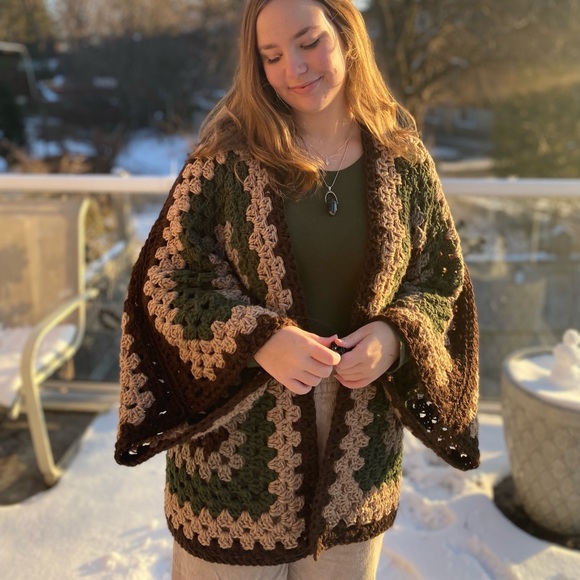 Hand Crafted Sweaters - NWT Hand Crafted Crochet Cardigan by amberblue handmade (custom order) (OS)